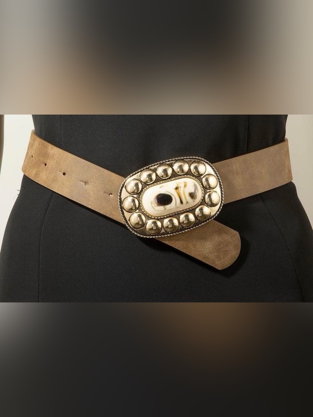 Brown Suede Belt with Beautiful Gold Western Buckle